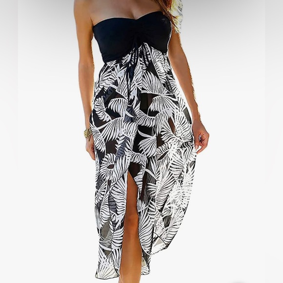 NWT Chiffon Off Shoulder Summer Beach Swimsuit Cover ups Dress - Picture 1 of 3